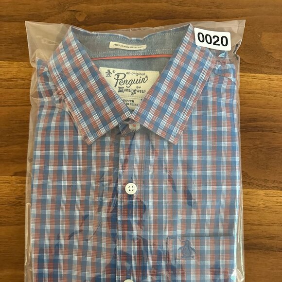 Original Penguin Blue Red Plaid Button Down Heritage Slim Fit Shirt Mens Size S - Picture 10 of 10